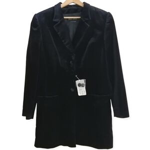 NWT Rena Lange Velvet Longline Blazer Jacket Navy Blue Quiet Luxury GE 42 12 US